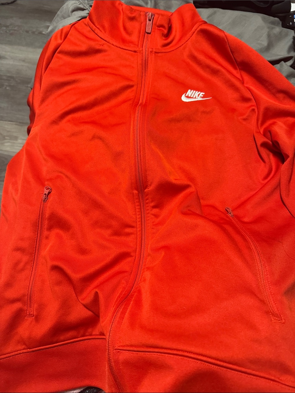 Nike Red Zip-Up Athletic Jacket with White Logo